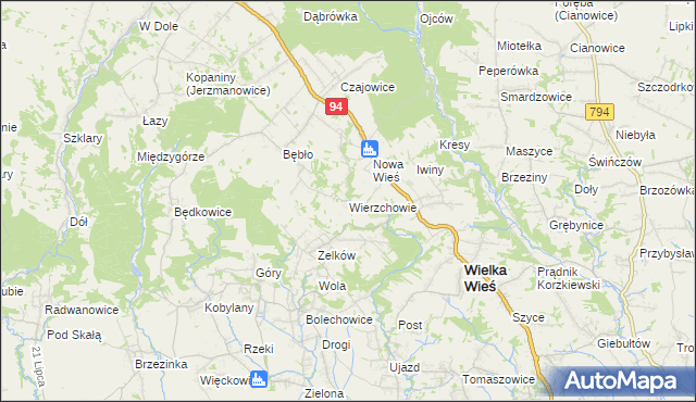 mapa Wierzchowie, Wierzchowie na mapie Targeo