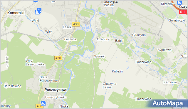 mapa Wiórek, Wiórek na mapie Targeo