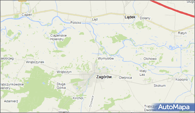 mapa Wymysłów gmina Zagórów, Wymysłów gmina Zagórów na mapie Targeo
