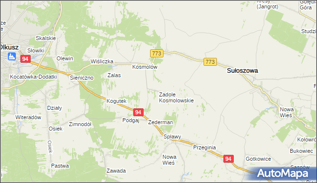 mapa Zadole Kosmolowskie, Zadole Kosmolowskie na mapie Targeo