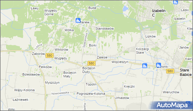 mapa Zalesie gmina Stare Babice, Zalesie gmina Stare Babice na mapie Targeo