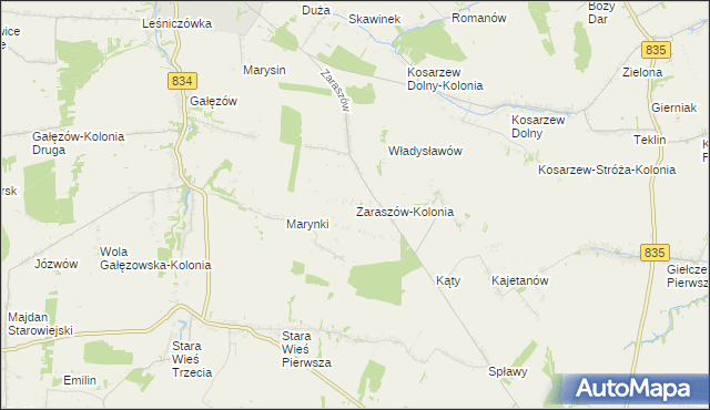 mapa Zaraszów-Kolonia, Zaraszów-Kolonia na mapie Targeo