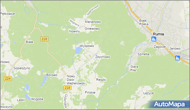 mapa Zbychowo, Zbychowo na mapie Targeo