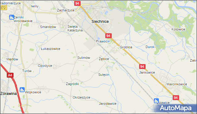 mapa Zębice, Zębice na mapie Targeo