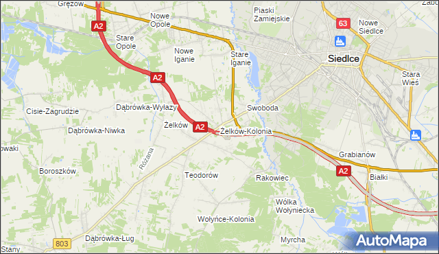 mapa Żelków-Kolonia, Żelków-Kolonia na mapie Targeo