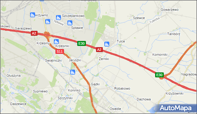 mapa Żerniki gmina Kórnik, Żerniki gmina Kórnik na mapie Targeo