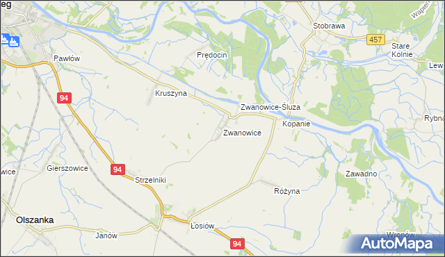 mapa Zwanowice gmina Skarbimierz, Zwanowice gmina Skarbimierz na mapie Targeo