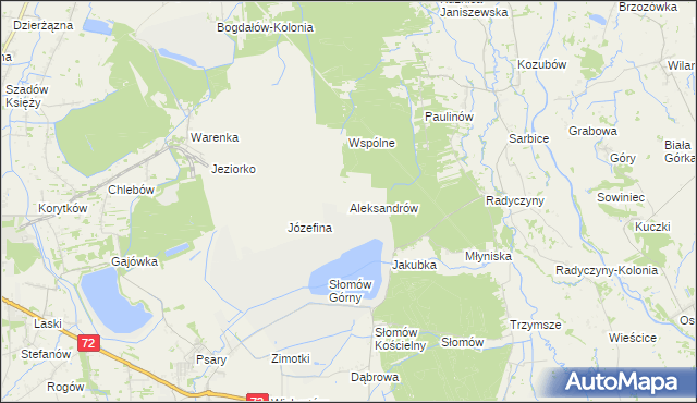 mapa Aleksandrów gmina Przykona, Aleksandrów gmina Przykona na mapie Targeo