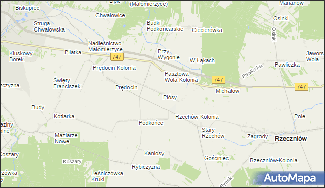 mapa Płósy, Płósy na mapie Targeo