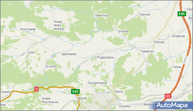 mapa Pogwizdów gmina Paszowice, Pogwizdów gmina Paszowice na mapie Targeo