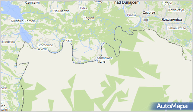 mapa Sromowce Niżne, Sromowce Niżne na mapie Targeo