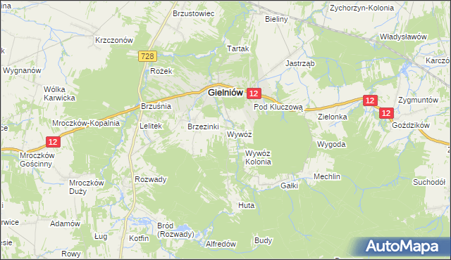 mapa Wywóz, Wywóz na mapie Targeo