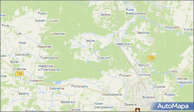 mapa Gracuch, Gracuch na mapie Targeo