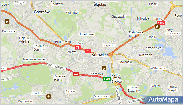 mapa Katowic, Katowice na mapie Targeo