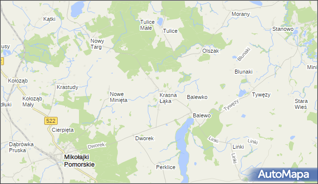 mapa Krasna Łąka, Krasna Łąka na mapie Targeo