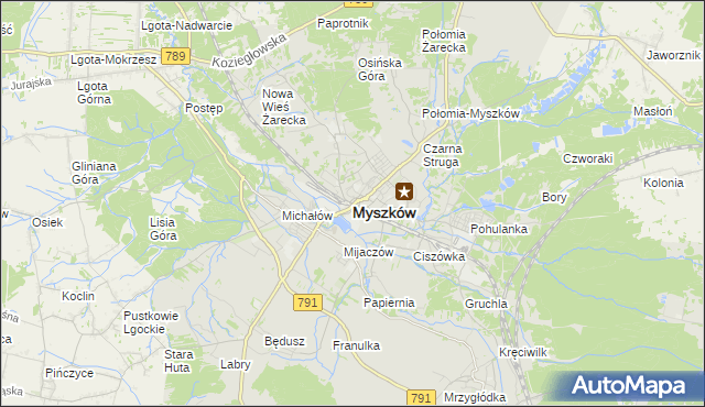 mapa Myszków, Myszków na mapie Targeo