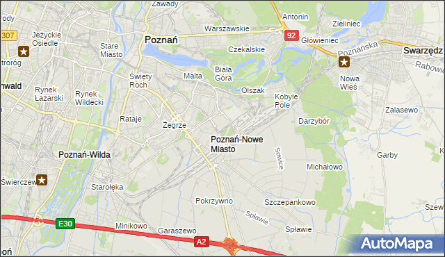 mapa Nowe Miasto gmina Poznań, Nowe Miasto gmina Poznań na mapie Targeo