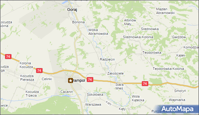 mapa Radzięcin, Radzięcin na mapie Targeo