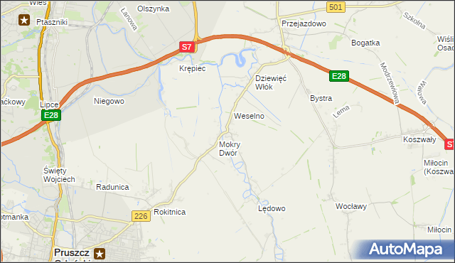 mapa Wiślina, Wiślina na mapie Targeo