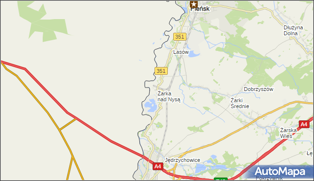 mapa Żarka nad Nysą, Żarka nad Nysą na mapie Targeo