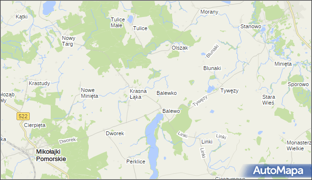 mapa Balewko, Balewko na mapie Targeo