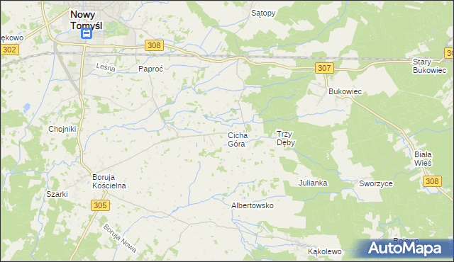 mapa Cicha Góra, Cicha Góra na mapie Targeo