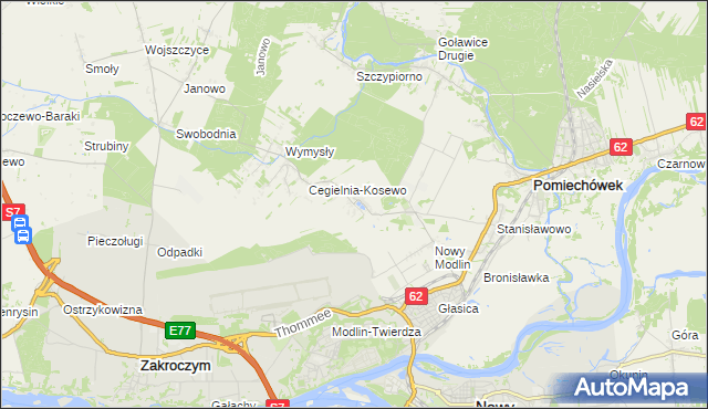 mapa Kosewo gmina Pomiechówek, Kosewo gmina Pomiechówek na mapie Targeo