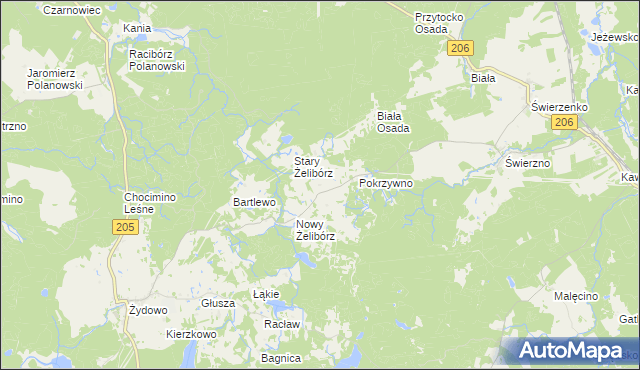 mapa Liszkowo gmina Polanów, Liszkowo gmina Polanów na mapie Targeo