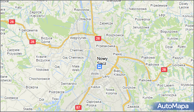 mapa Nowego Sącza, Nowy Sącz na mapie Targeo