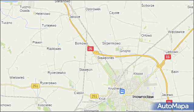 mapa Sławęcinek gmina Inowrocław, Sławęcinek gmina Inowrocław na mapie Targeo