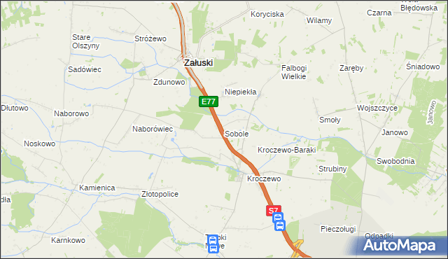 mapa Sobole gmina Załuski, Sobole gmina Załuski na mapie Targeo