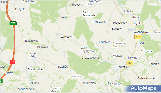 mapa Wola Knyszyńska, Wola Knyszyńska na mapie Targeo