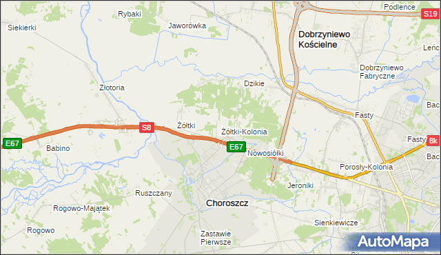 mapa Żółtki-Kolonia, Żółtki-Kolonia na mapie Targeo