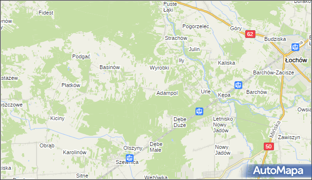 mapa Adampol gmina Jadów, Adampol gmina Jadów na mapie Targeo