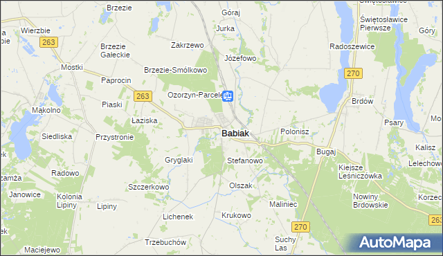 mapa Babiak powiat kolski, Babiak powiat kolski na mapie Targeo