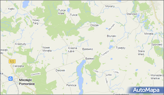 mapa Balewko, Balewko na mapie Targeo