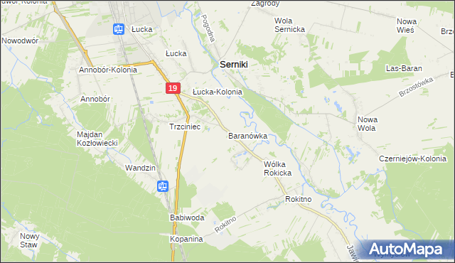 mapa Baranówka gmina Lubartów, Baranówka gmina Lubartów na mapie Targeo