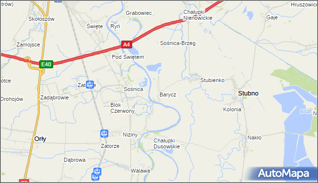 mapa Barycz gmina Stubno, Barycz gmina Stubno na mapie Targeo