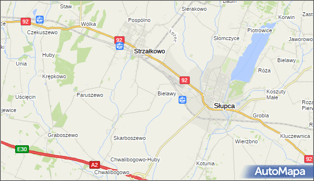 mapa Bielawy gmina Strzałkowo, Bielawy gmina Strzałkowo na mapie Targeo