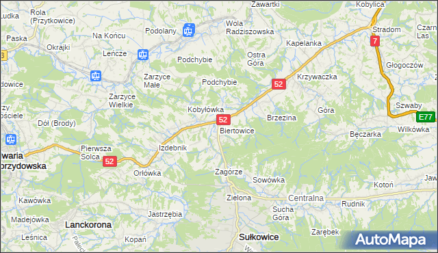 mapa Biertowice, Biertowice na mapie Targeo