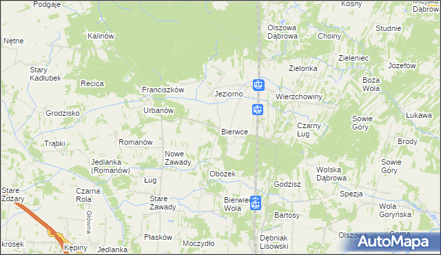 mapa Bierwce, Bierwce na mapie Targeo