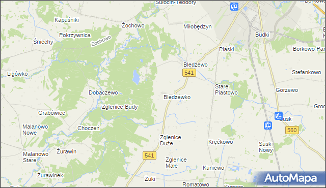 mapa Bledzewko, Bledzewko na mapie Targeo