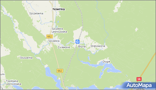 mapa Blizna gmina Nowinka, Blizna gmina Nowinka na mapie Targeo