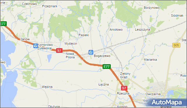 mapa Bogaczewo gmina Elbląg, Bogaczewo gmina Elbląg na mapie Targeo