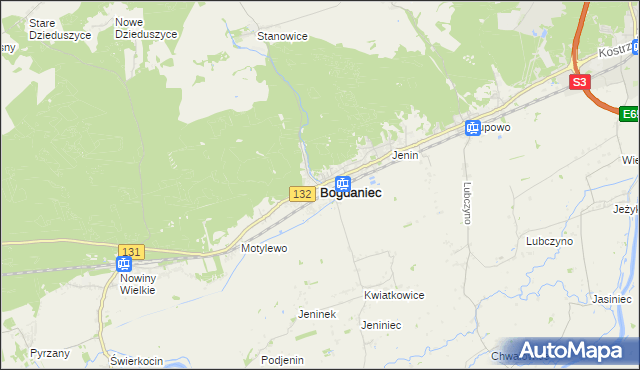 mapa Bogdaniec powiat gorzowski, Bogdaniec powiat gorzowski na mapie Targeo