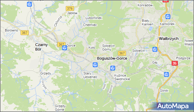 mapa Boguszów-Gorce, Boguszów-Gorce na mapie Targeo