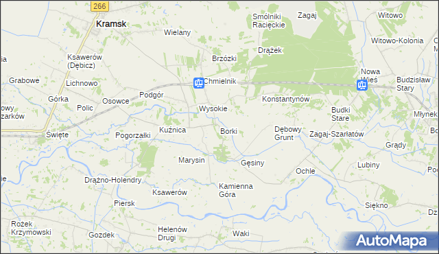 mapa Borki gmina Kramsk, Borki gmina Kramsk na mapie Targeo