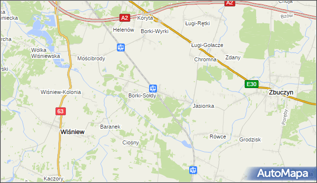 mapa Borki-Kosy, Borki-Kosy na mapie Targeo