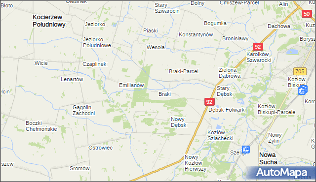 mapa Braki, Braki na mapie Targeo