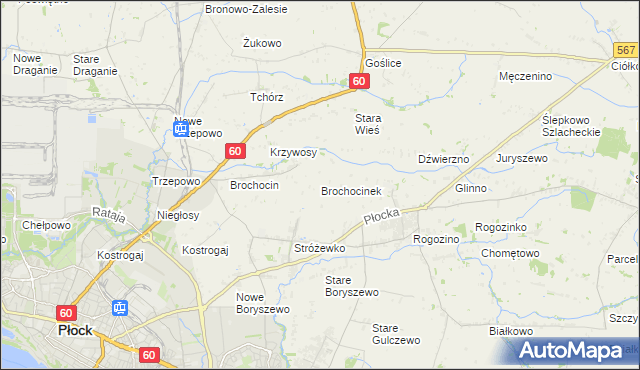 mapa Brochocinek gmina Radzanowo, Brochocinek gmina Radzanowo na mapie Targeo